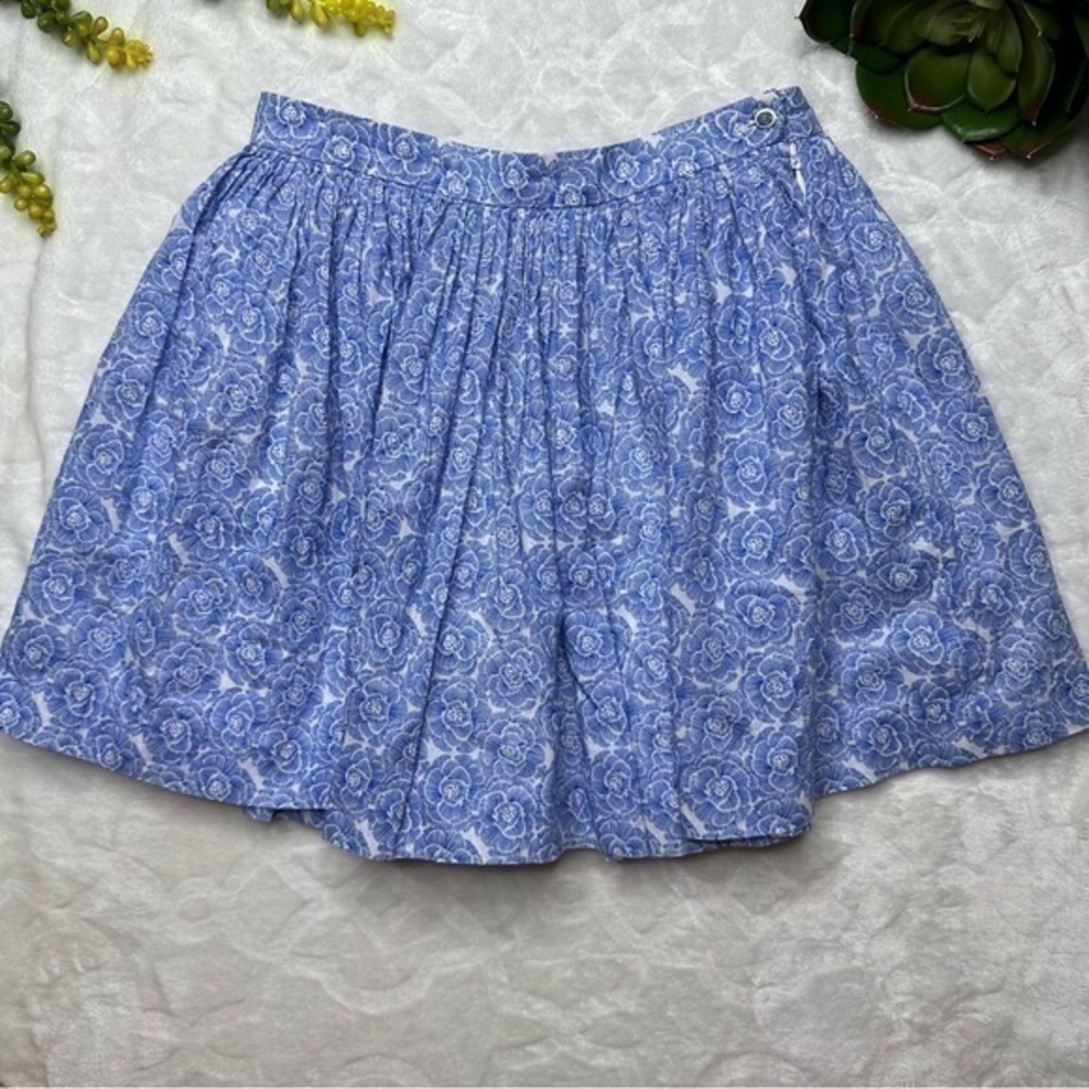 Jacadi Paris Girls Floral 100% Cotton Twirl Mini Skirt in Blue White Size 8 A